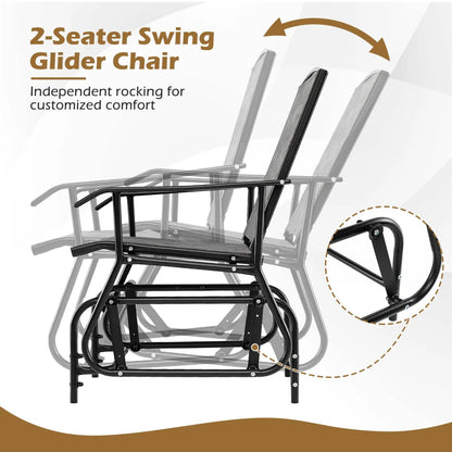 Two-Seater Outdoor Glider Bench with Center Table