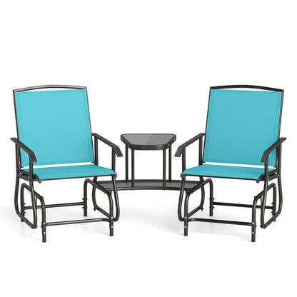 Two-Seater Outdoor Glider Bench with Center Table