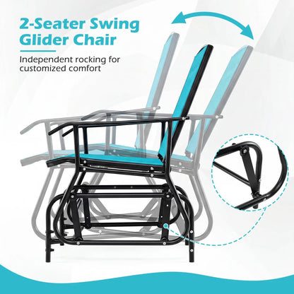 Two-Seater Outdoor Glider Bench with Center Table