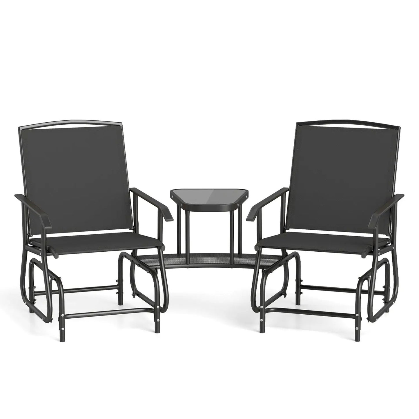 2-Seater Outdoor Glider Bench With Center Table