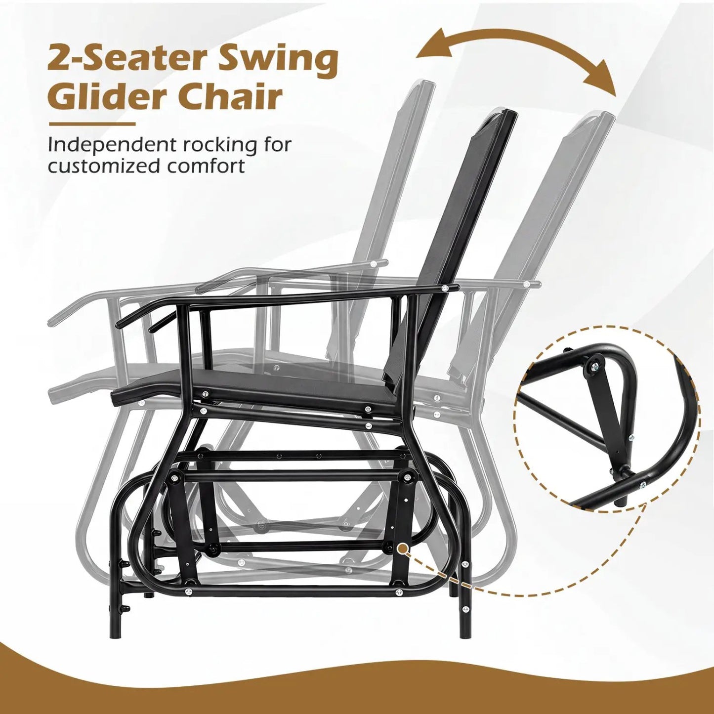 2-Seater Outdoor Glider Bench With Center Table