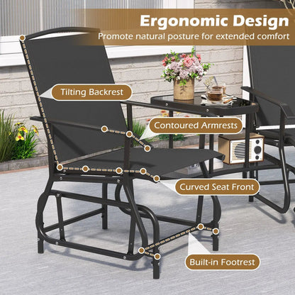 2-Seater Outdoor Glider Bench With Center Table