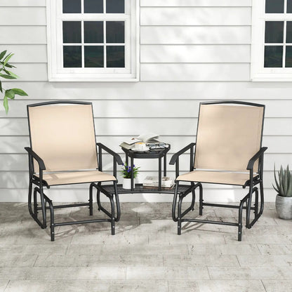 2-Seater Outdoor Glider Bench With Center Table
