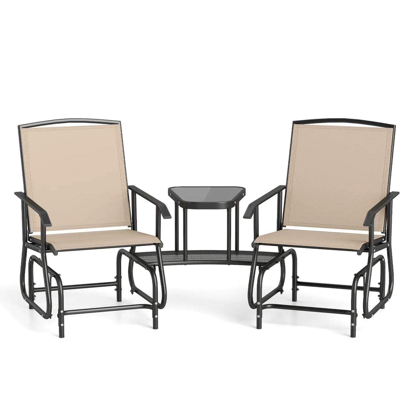 2-Seater Outdoor Glider Bench With Center Table