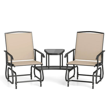 2-Seater Outdoor Glider Bench With Center Table