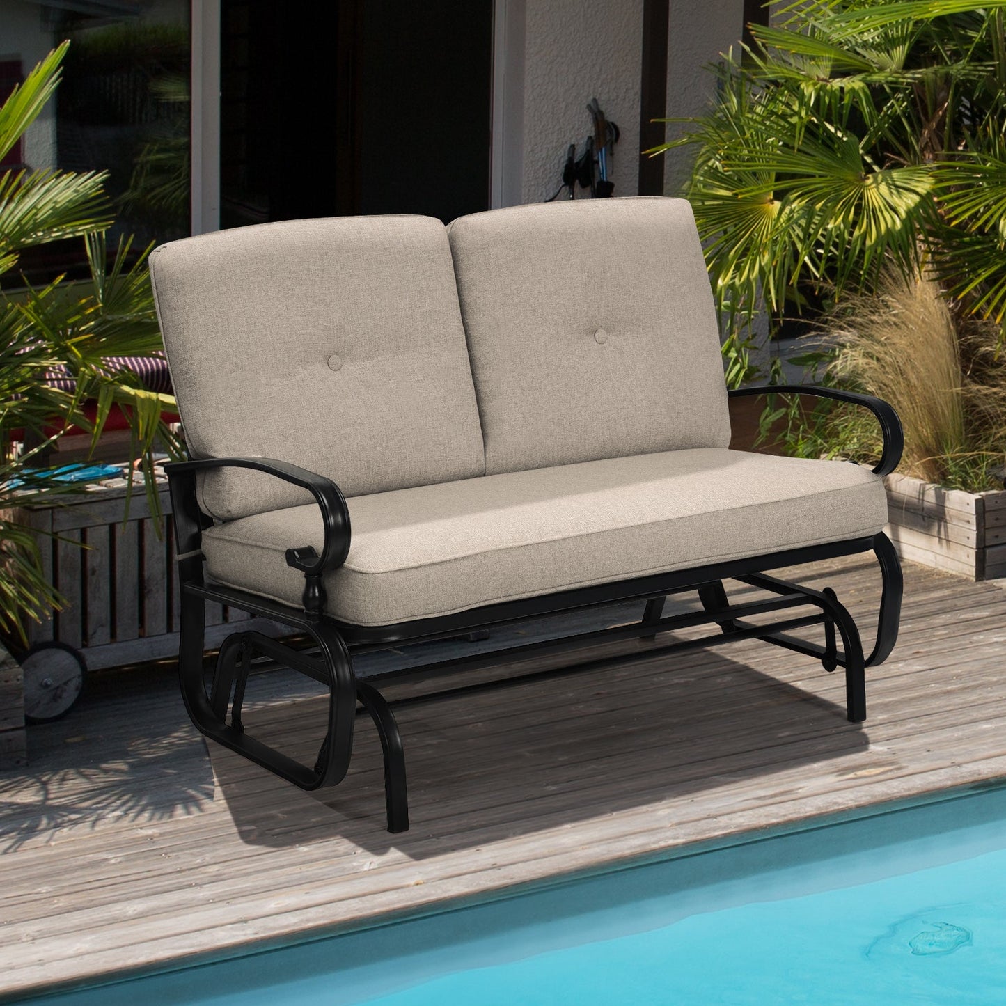 Sillón Balancín de Jardín para 2 Personas con Cómodos Cojines - Beige