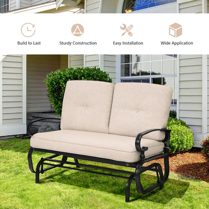 Sillón Balancín de Jardín para 2 Personas con Cómodos Cojines - Beige