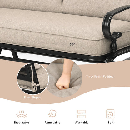Sillón Balancín de Jardín para 2 Personas con Cómodos Cojines - Beige