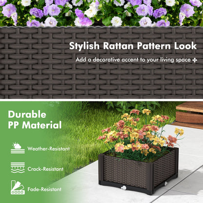 Kit de jardinera elevada de plástico para flores y hortalizas, 2 unidades, color marrón