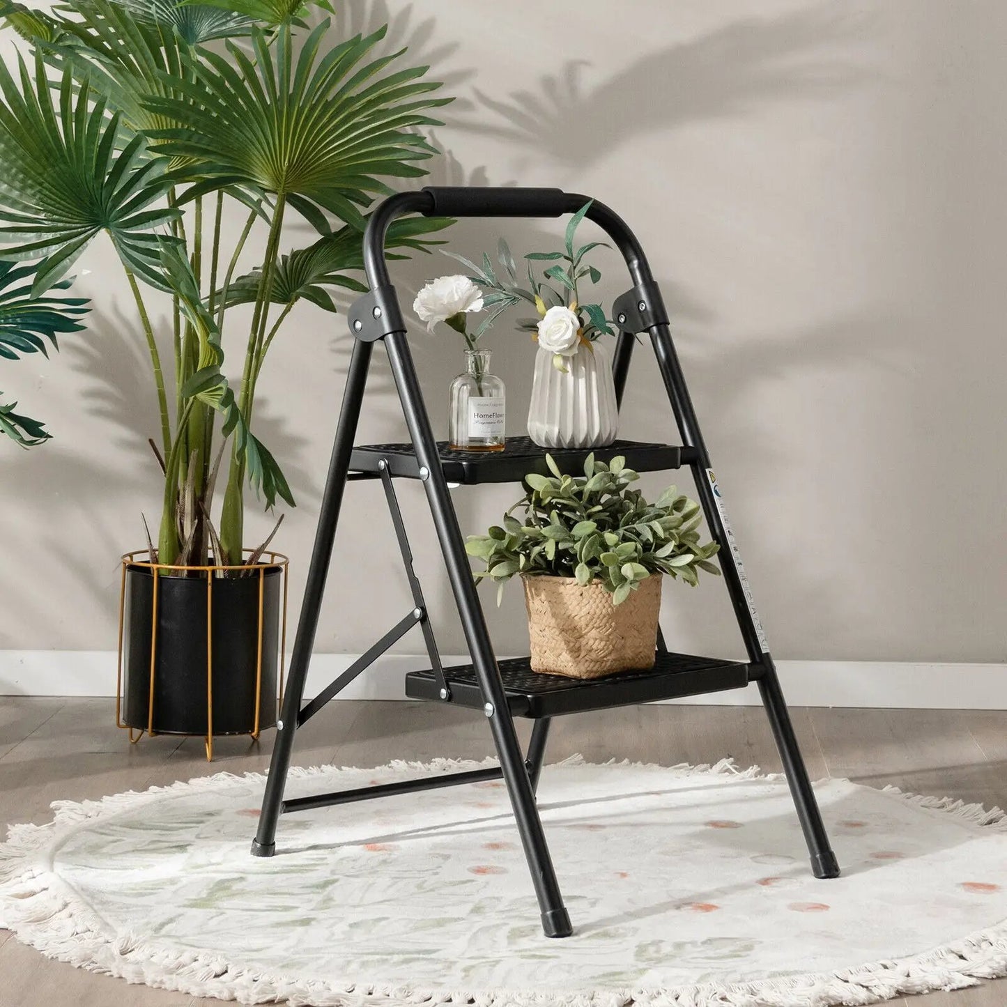 Two Step Folding Ladder with Wide Anti Slip Pedal