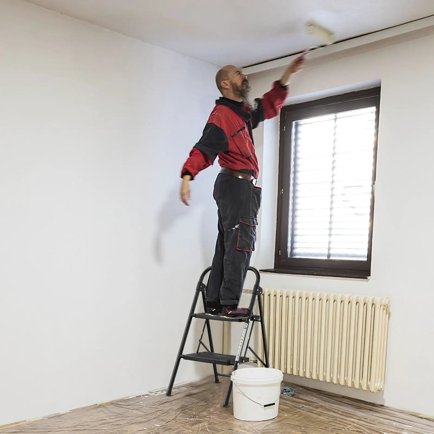 Two Step Folding Ladder with Wide Anti Slip Pedal
