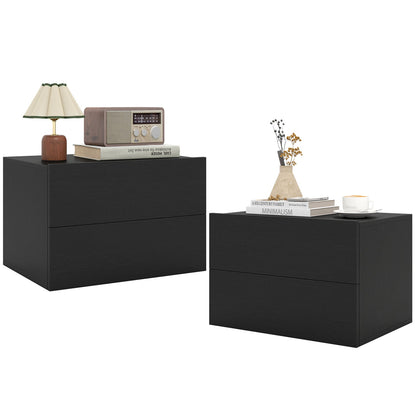 Wall-mounted floating nightstands; DirectDeals black two-drawer pair on Tampa Home & Garden Store