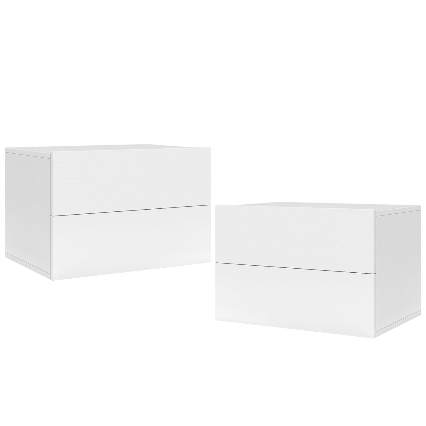 Wall Mounted Floating Nightstand with 2 Drawers, white, DirectDeals set of 2 on Tampa Home & Garden Store