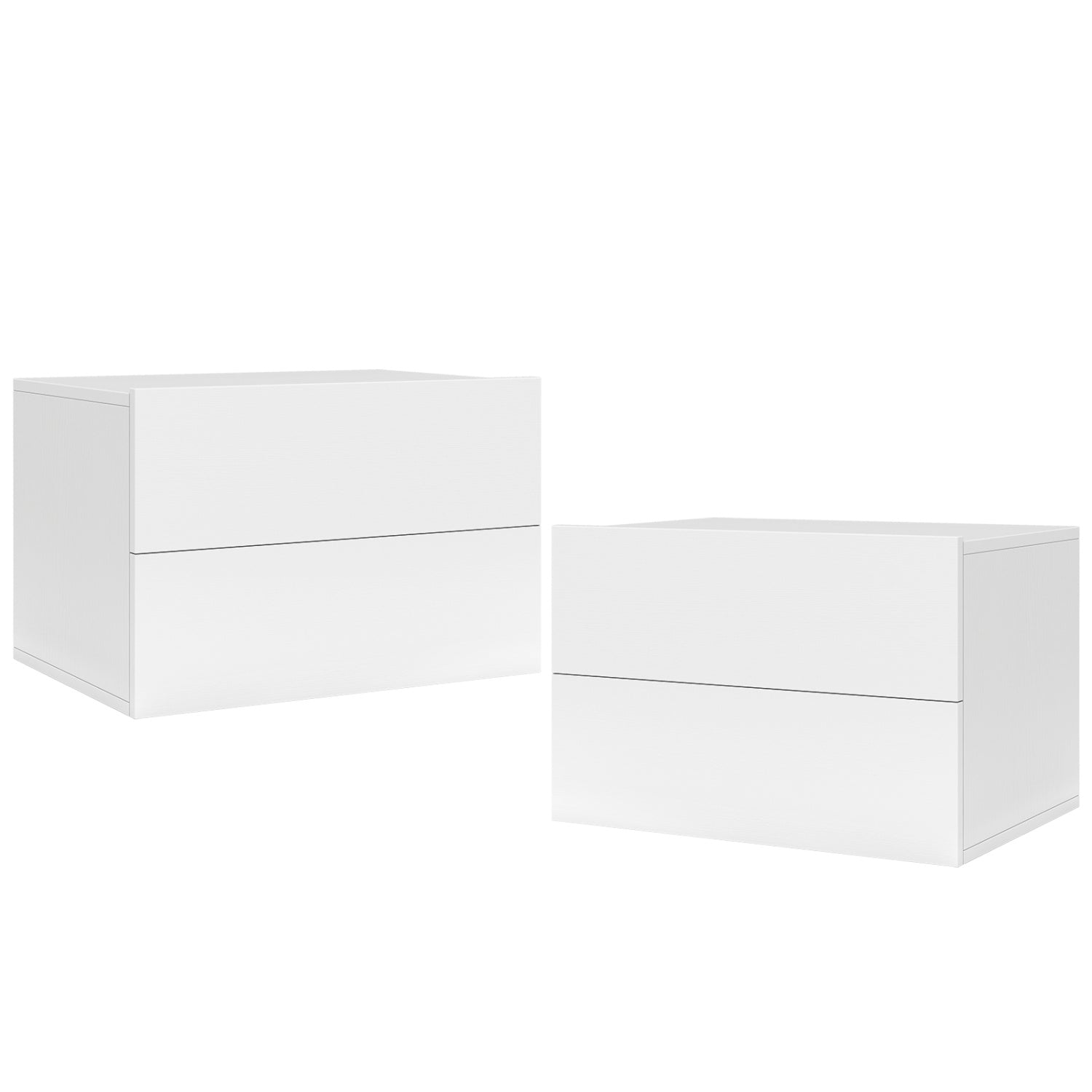 Wall Mounted Floating Nightstand with 2 Drawers, white, DirectDeals set of 2 on Tampa Home & Garden Store
