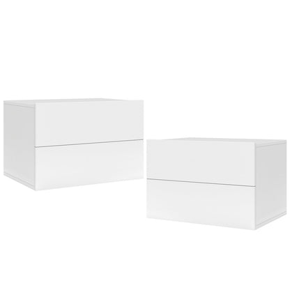 Wall Mounted Floating Nightstand with 2 Drawers, white, DirectDeals set of 2 on Tampa Home & Garden Store