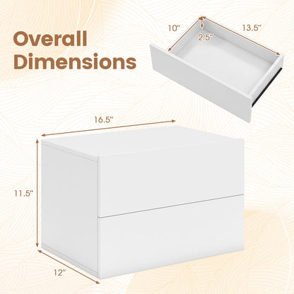 DirectDeals wall mounted floating nightstand with 2 drawers white finish 16.5W x 12D x 11.5H on Tampa Home & Garden Store