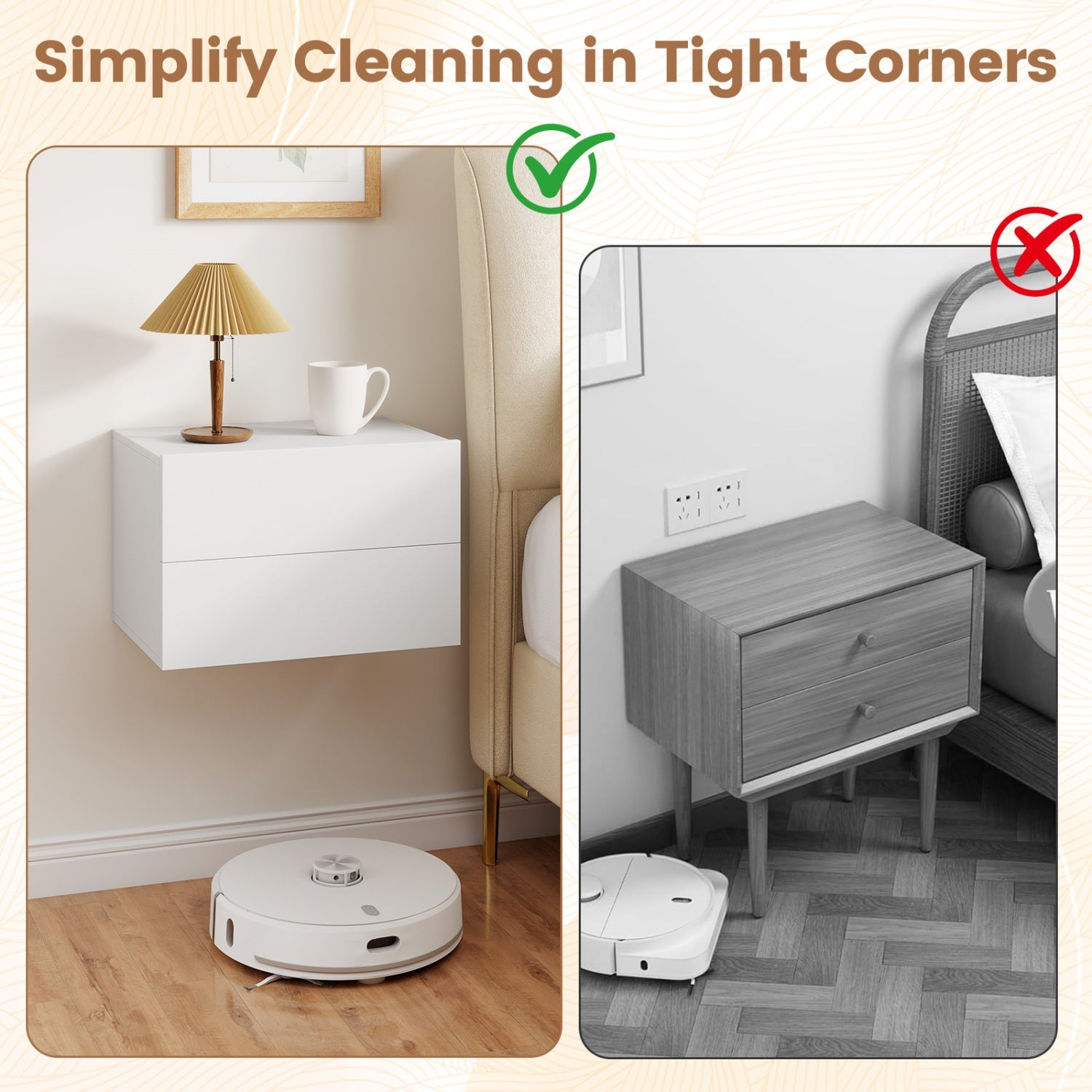 DirectDeals wall mounted floating nightstand with 2 drawers in white finish on Tampa Home & Garden Store