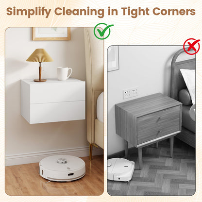 DirectDeals wall mounted floating nightstand with 2 drawers in white finish on Tampa Home & Garden Store