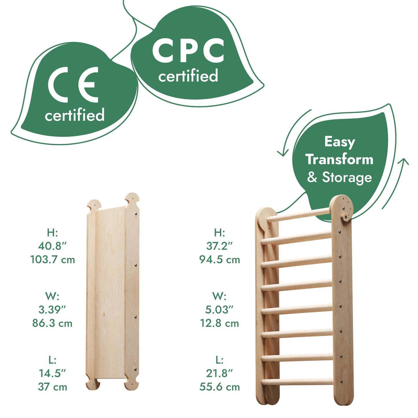 Goodevas 6in1 wooden Swedish wall climbing ladder for children with natural wood finish on Tampa Home & Garden Store