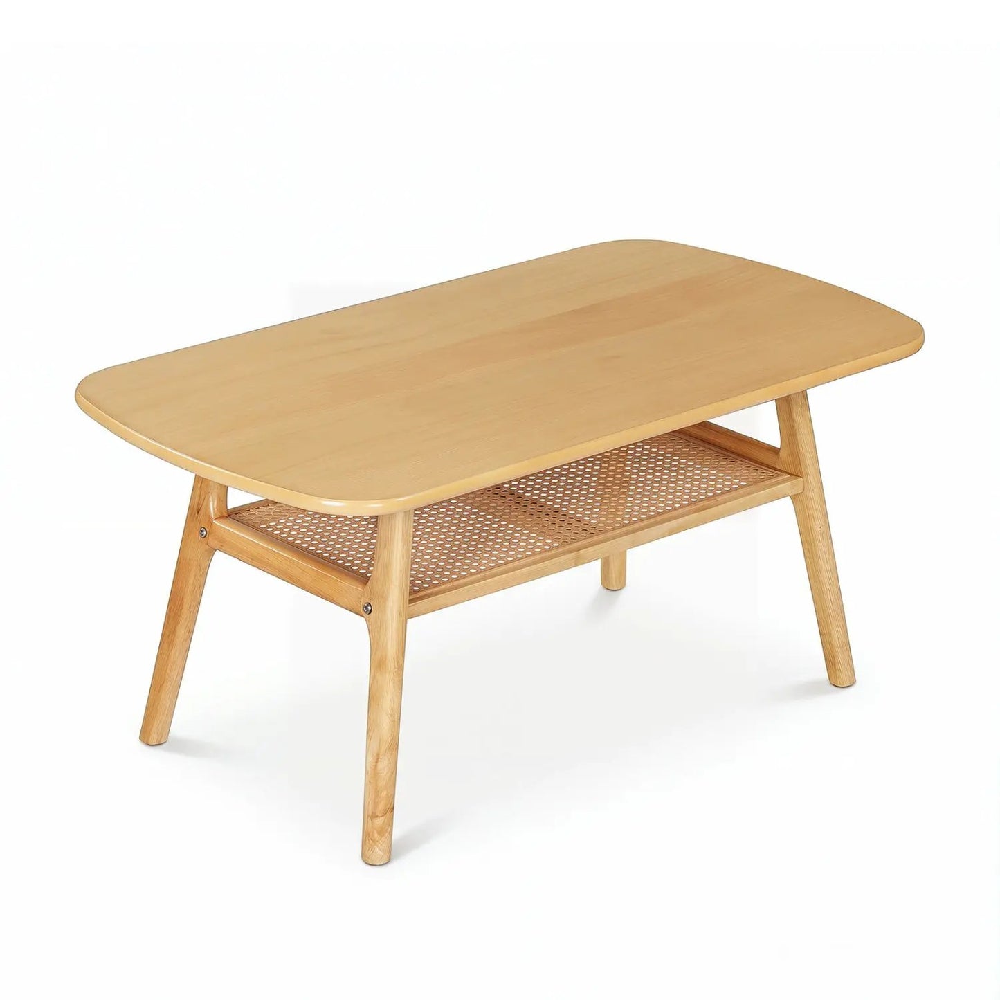 2 Tier Rattan Coffee Table With Rounded Corners