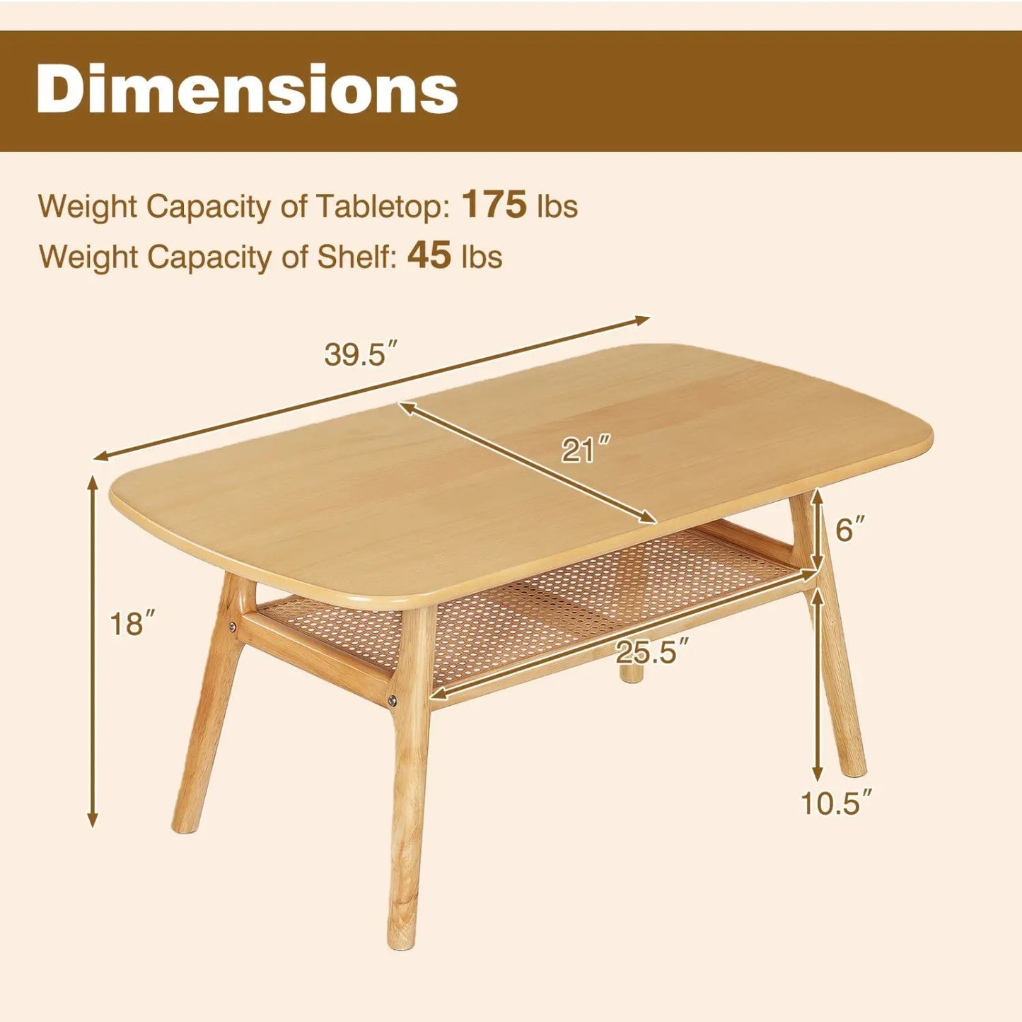 2 Tier Rattan Coffee Table With Rounded Corners