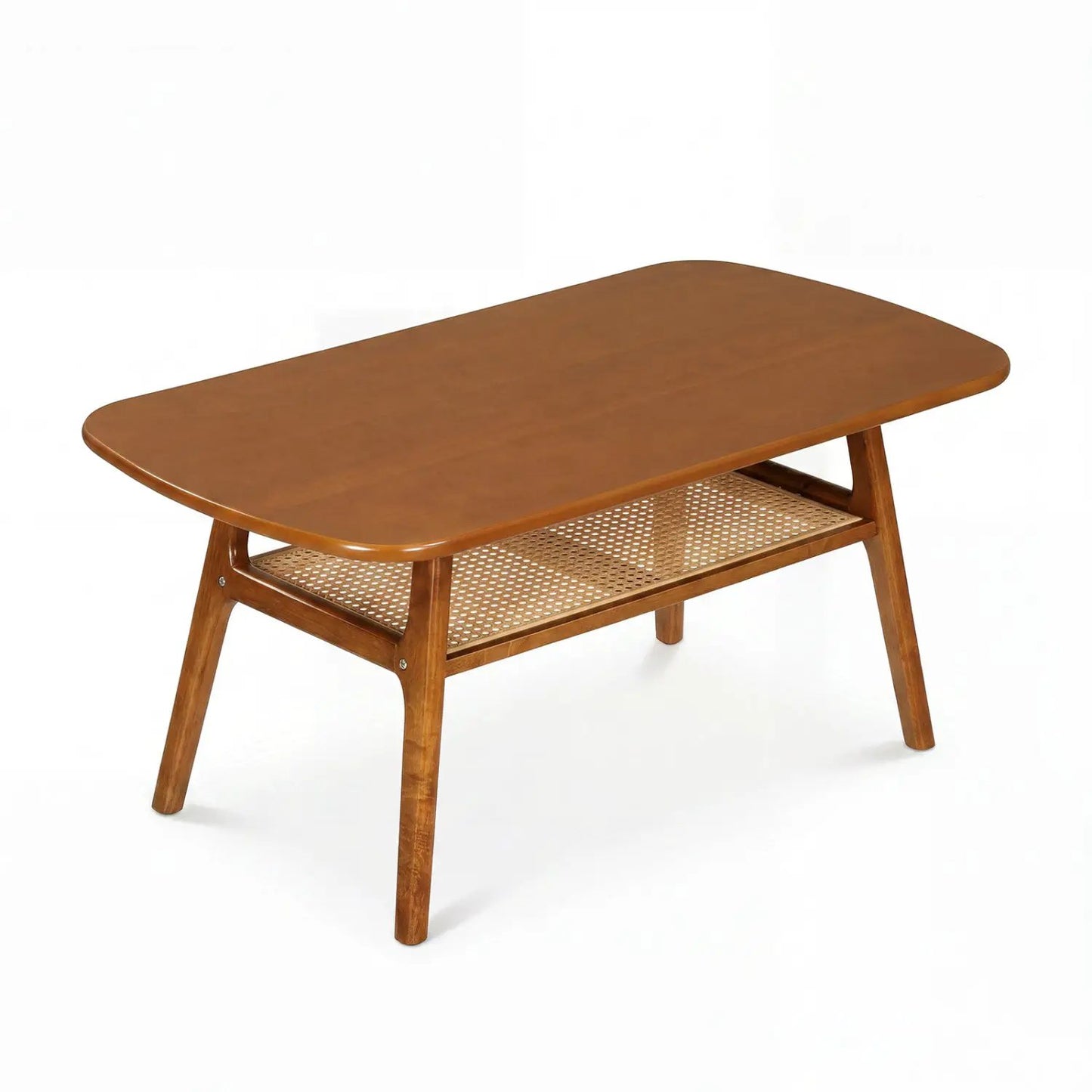 2 Tier Rattan Coffee Table With Rounded Corners