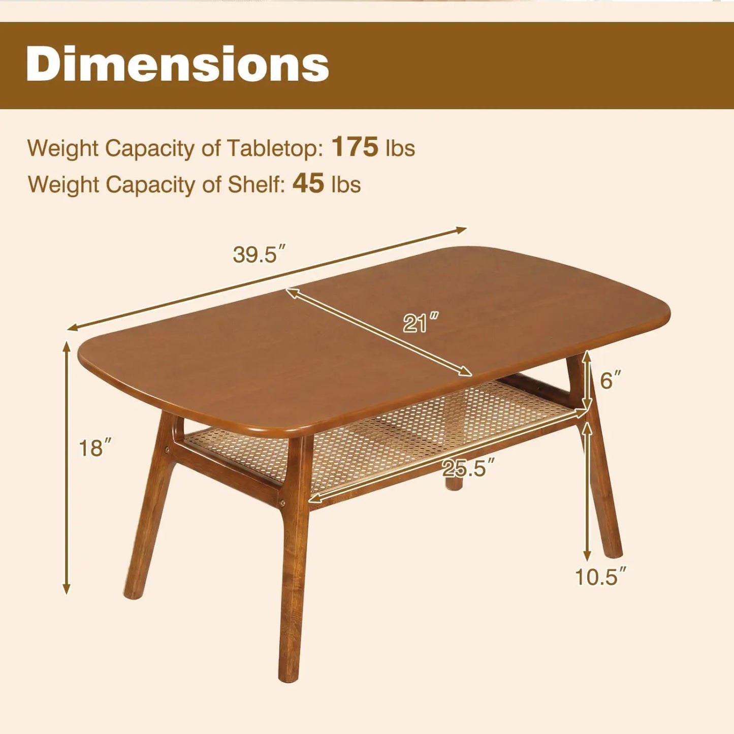 2 Tier Rattan Coffee Table With Rounded Corners