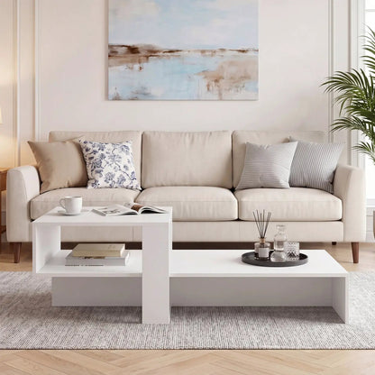 2-Tier Coffee Table with Open Storage Shelf