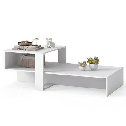 2-Tier Coffee Table with Open Storage Shelf