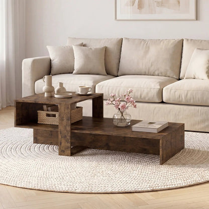 2-Tier Coffee Table with Open Storage Shelf
