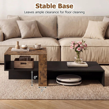 2-Tier Coffee Table with Open Storage Shelf