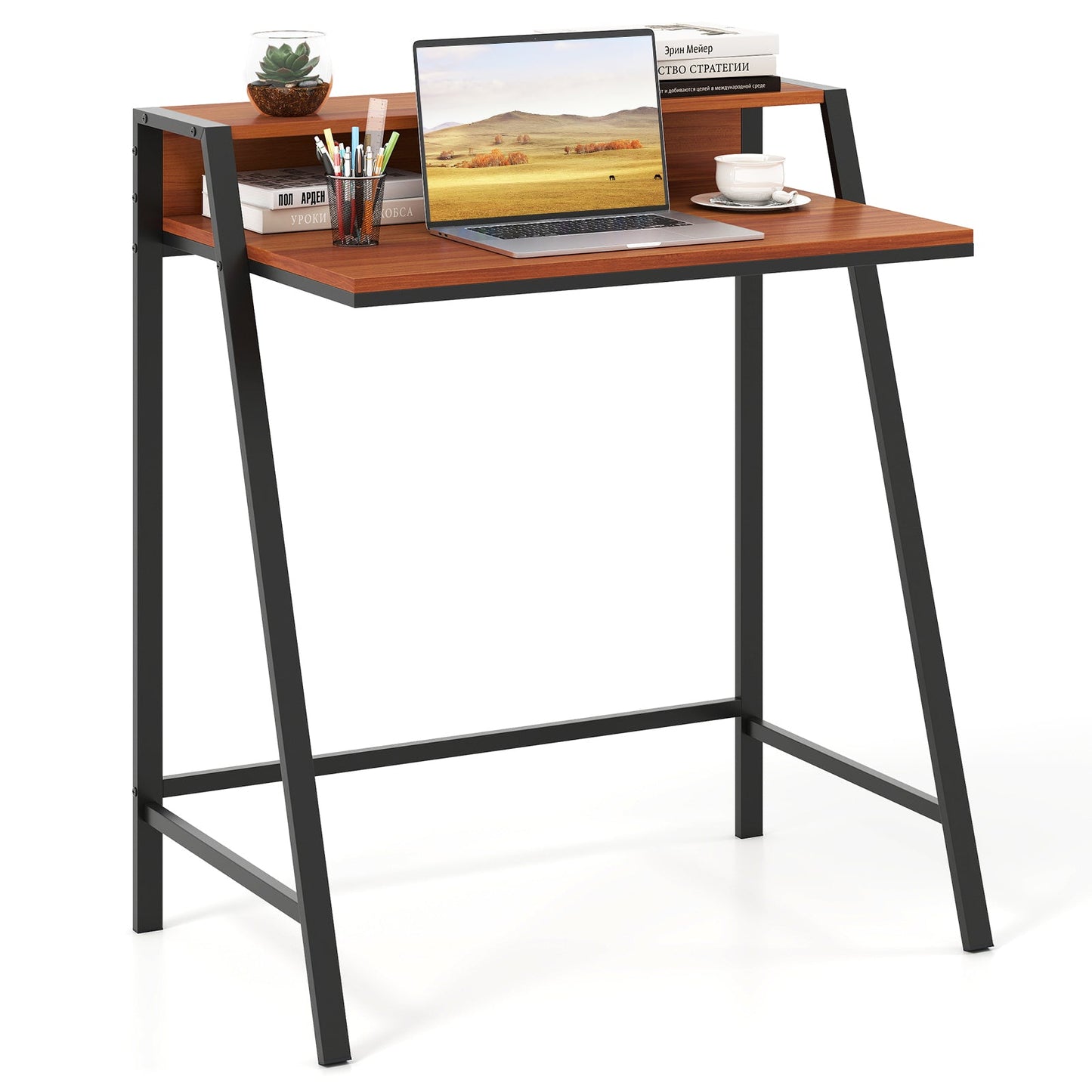2 Tier Computer Desk PC Laptop Table Study Writing Home Office Workstation New