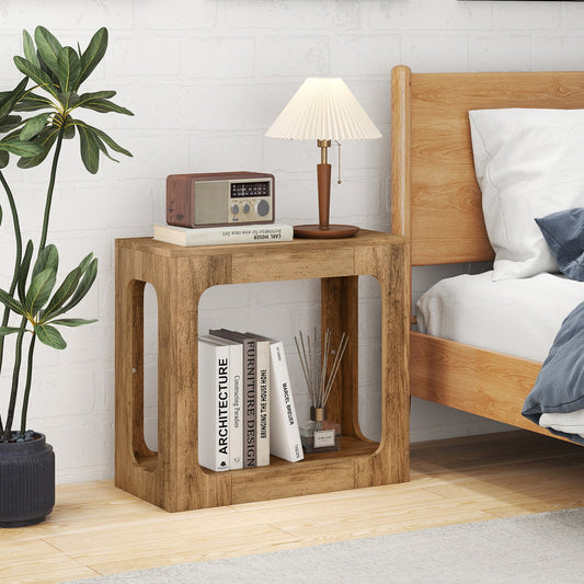 2-Tier End Table with Storage Shelf for Living Room-Oak - Tampa Home & Garden Store