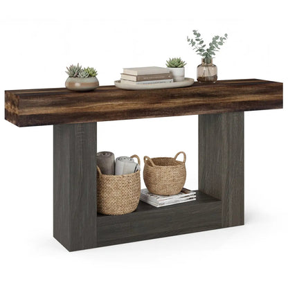 Farmhouse Console Table 2-Tier Storage Shelf