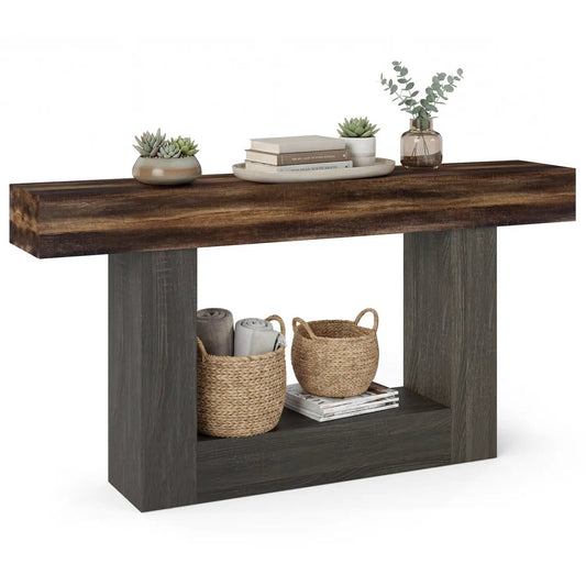 Farmhouse Console Table 2-Tier Storage Shelf