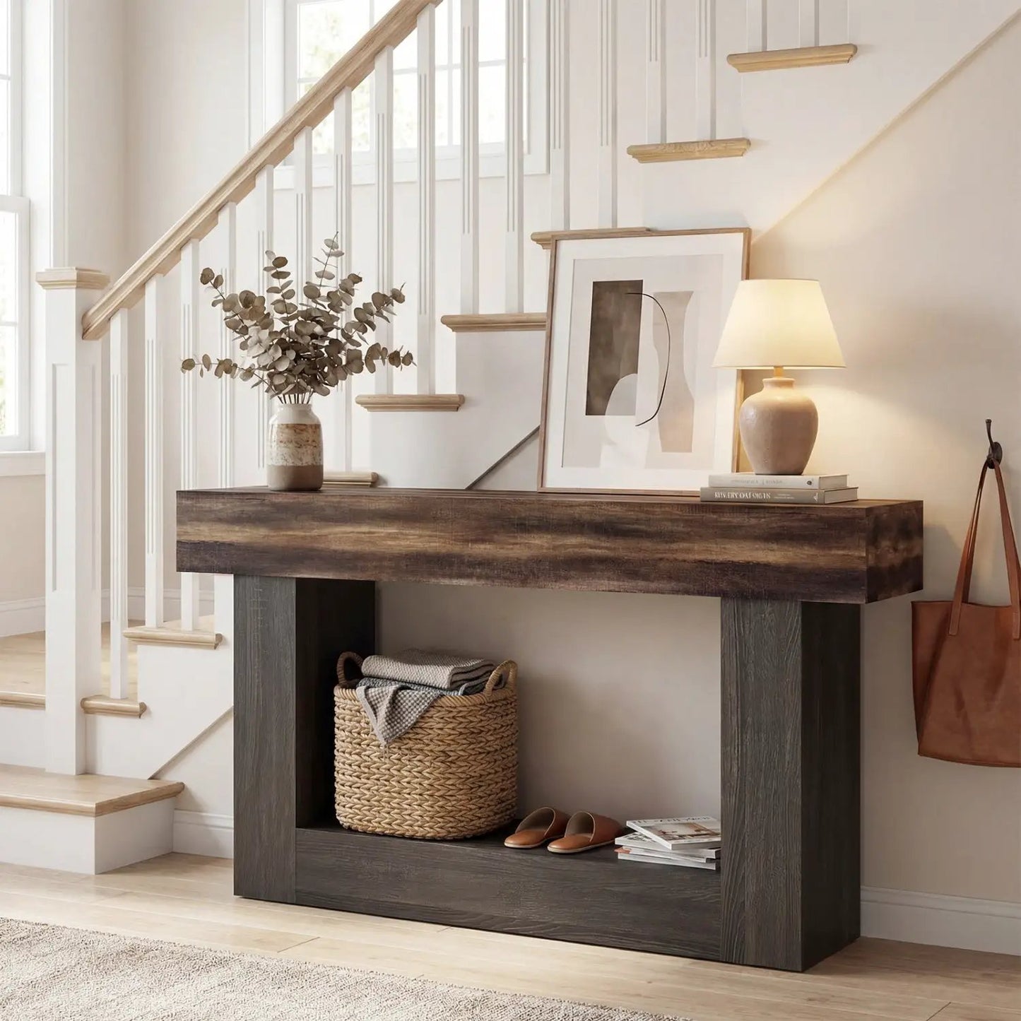 Farmhouse Console Table 2-Tier Storage Shelf