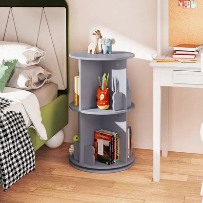 Kids Rotating Bookshelf with Bear Baffles