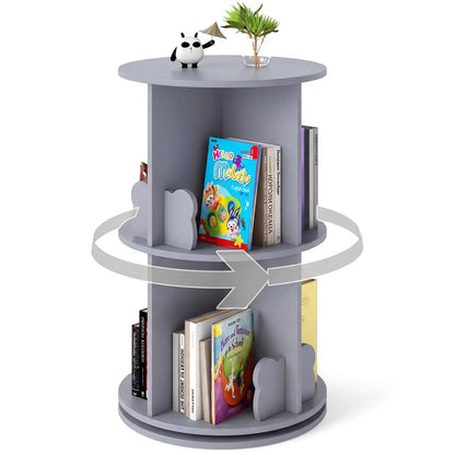 Kids Rotating Bookshelf with Bear Baffles