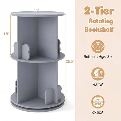 Kids Rotating Bookshelf with Bear Baffles