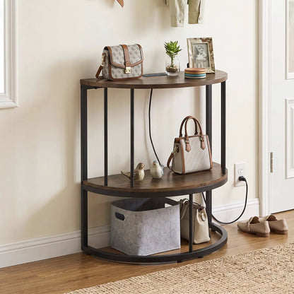 Half Moon Console Table with Power Outlets