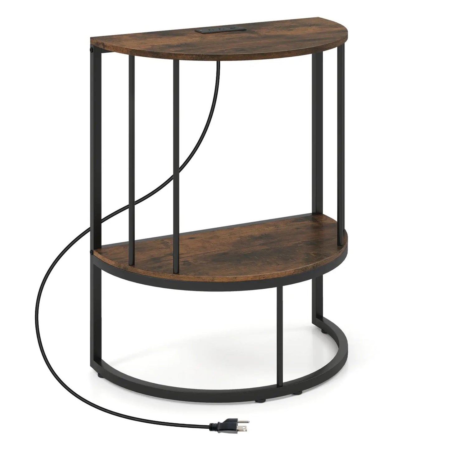 Half Moon Console Table with Power Outlets