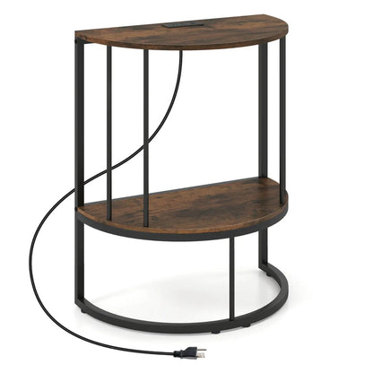 Half Moon Console Table with Power Outlets