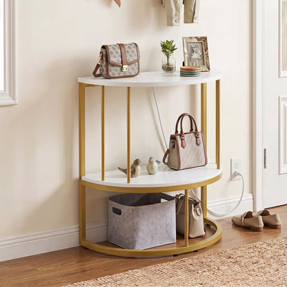 Half Moon Console Table with Power Outlets