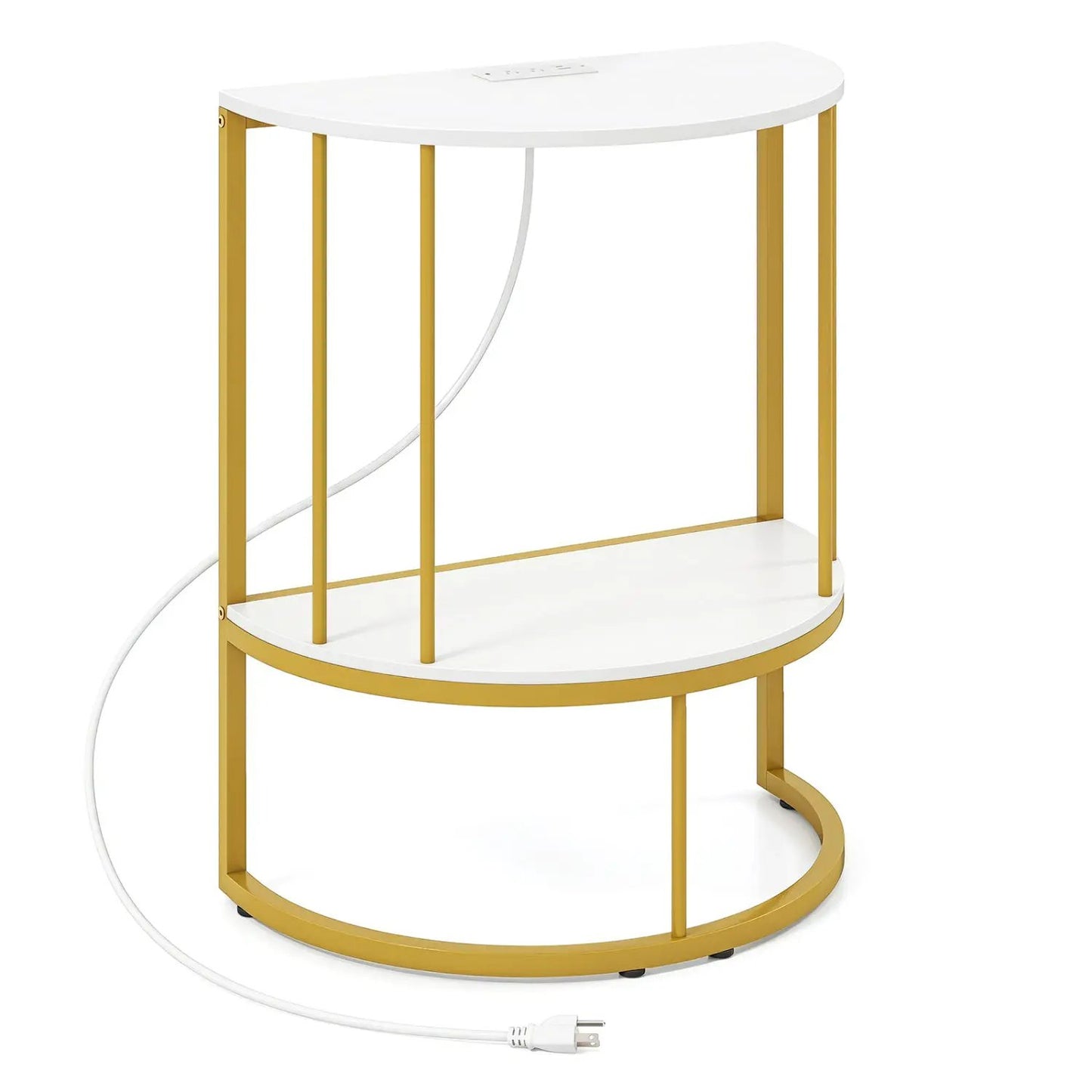 Half Moon Console Table with Power Outlets