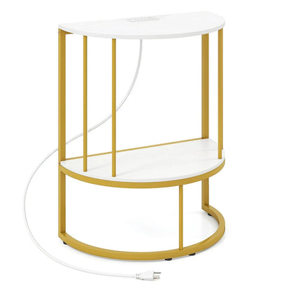 Half Moon Console Table with Power Outlets