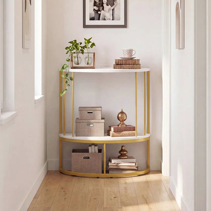Half Moon Console Table with Power Outlets