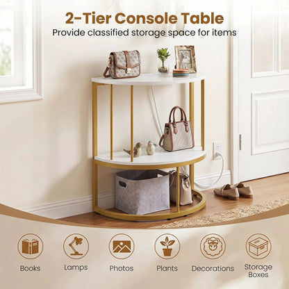 Half Moon Console Table with Power Outlets
