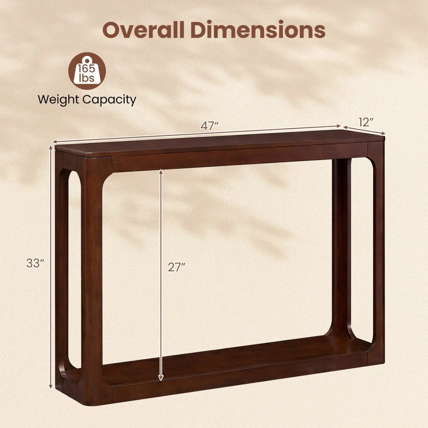 2-Tier Mid Century Wood Console Table with Shelf