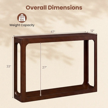 2-Tier Mid Century Wood Console Table with Shelf