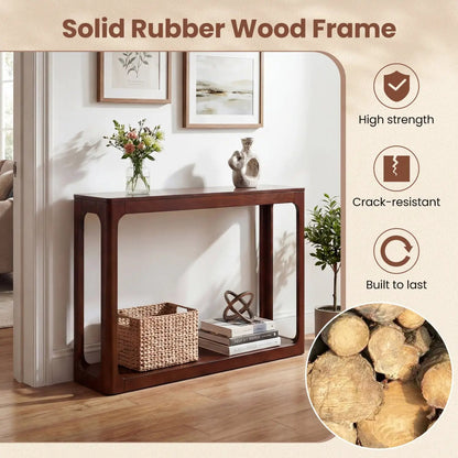 2-Tier Mid Century Wood Console Table with Shelf